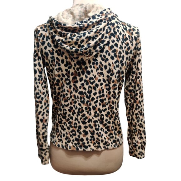 Old Navy Kids XL 14 16 Leopard Print Long Sleeve Hooded Tie Front Knit Top Cute - Picture 4 of 10